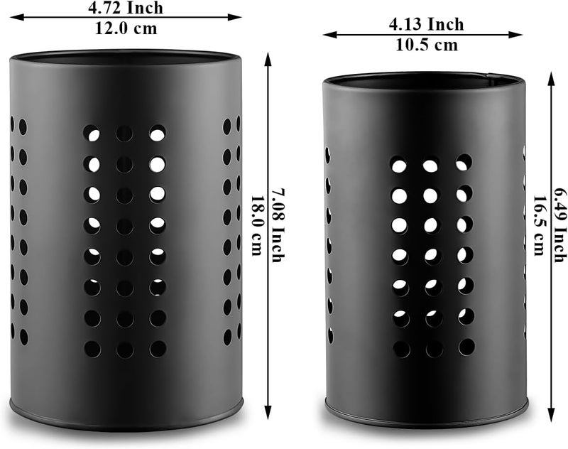 Berglander Kitchen Utensils Holder for Counter Top 2 Pieces, Black Stainless Steel Cutlery Holder, Kitchen Essentials Farmhouse Style Home Countertop Organizer - Image 2